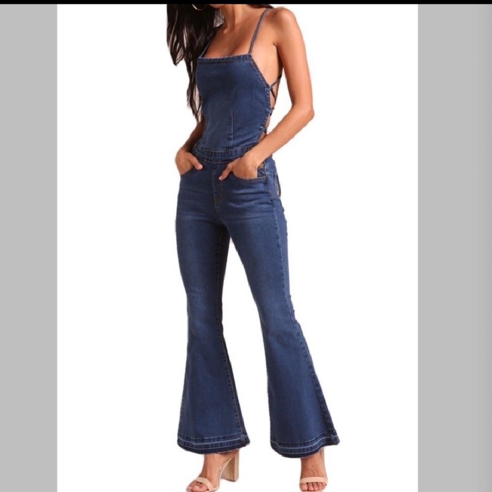 SOLD OUT!!! JEAN OVERALL JUMPSUIT**0 L LEFT!!** - Picture 2 of 3